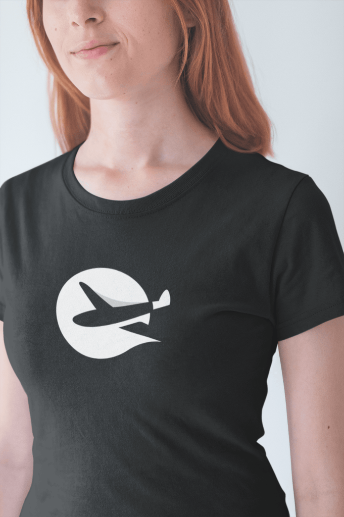 woman wearing an aviation t shirt